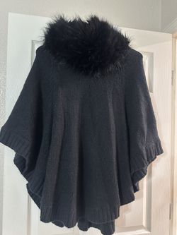 Michael Kors Black Poncho Faux Fur
