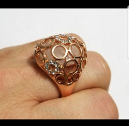 Size 8 rose gold plated dome ring with Swarovski stones