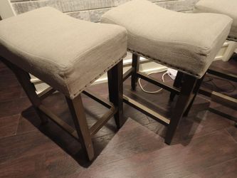 4 Fabric Saddle Stools Counter Height