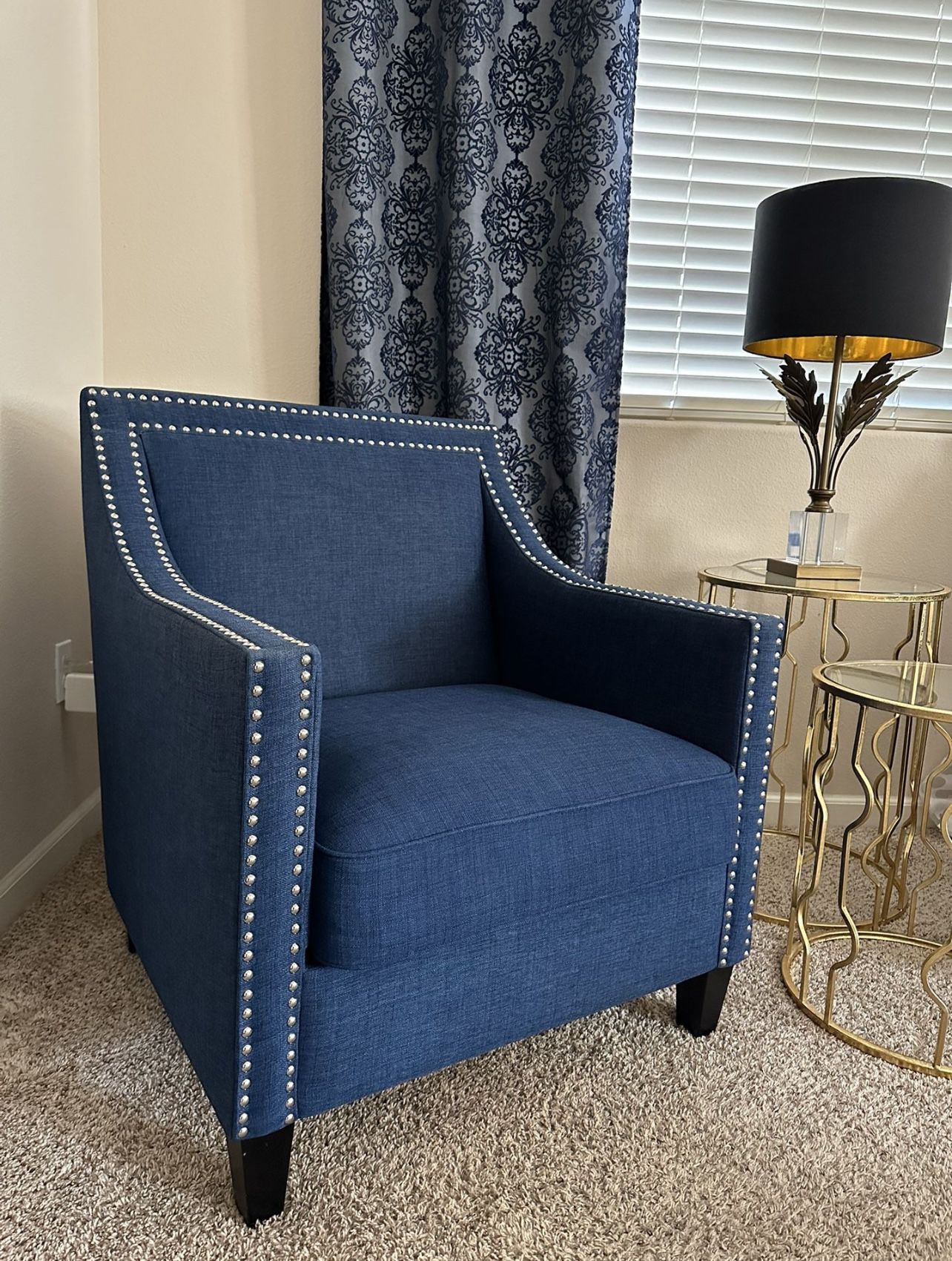 Flynn Navy Blue Upholstered Armchairs