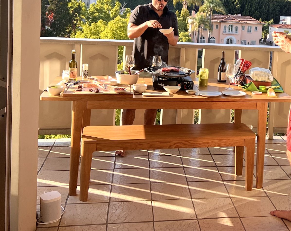 Moss Design Perle Table. White Oak Extendable Dining Table 60”-78”