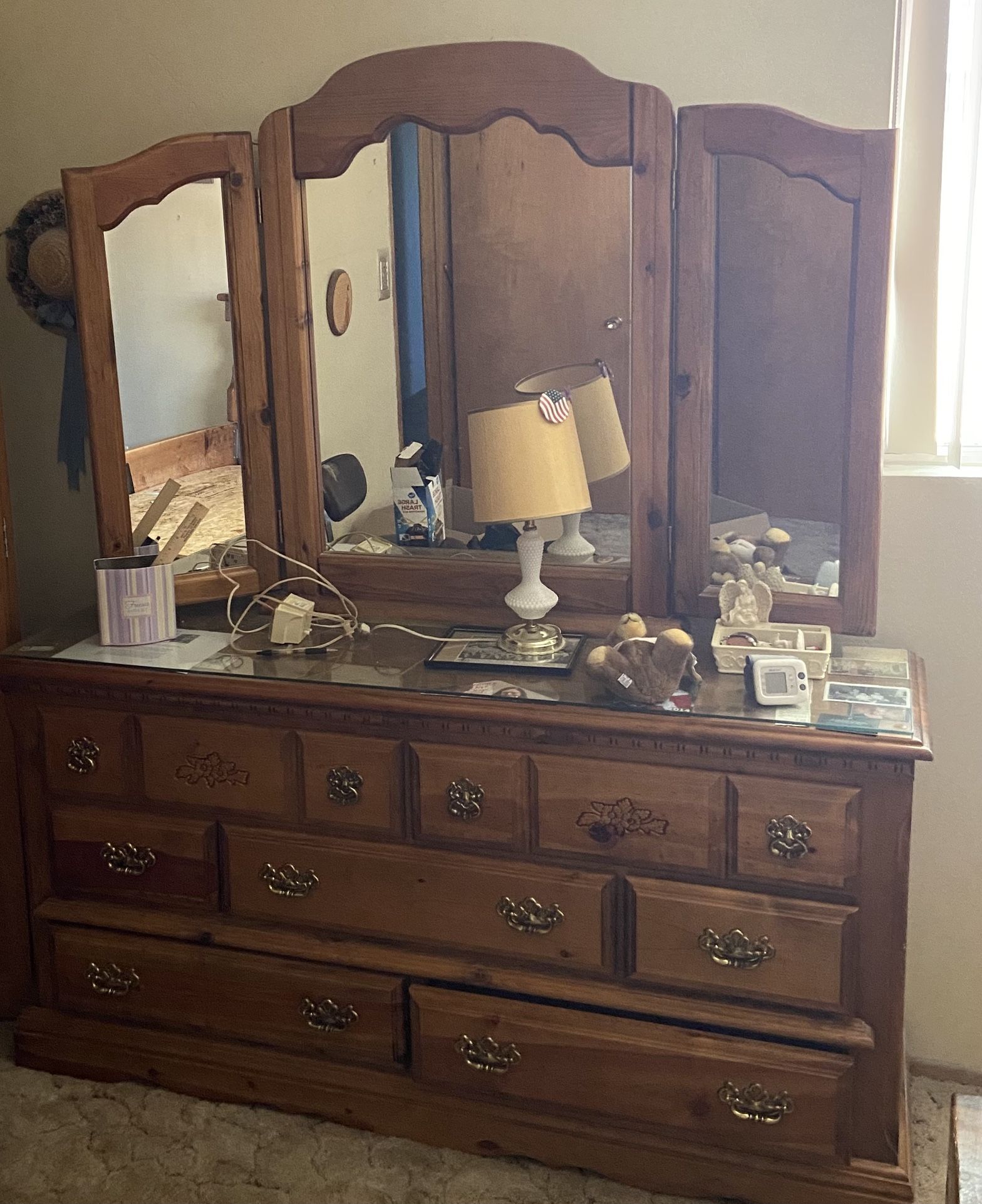 Solid Wood Dresser With Mirror