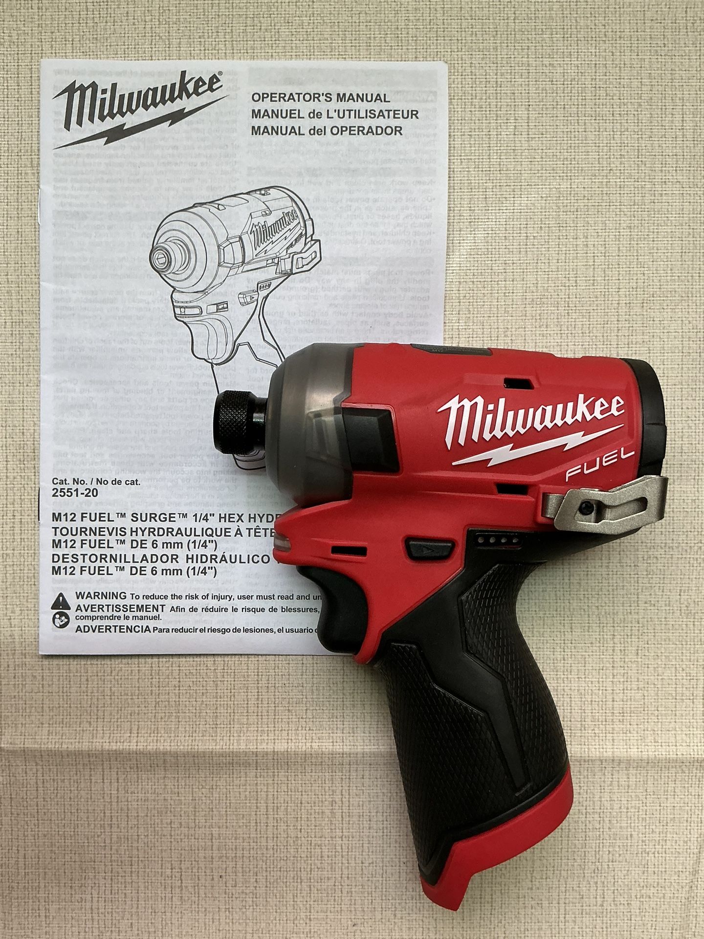 Milwaukee. M12 FUEL SURGE Lithium-Ion Brushless Cordless 3-Speed 1/4” HEX Compact Impact Driver (Tool Only). 2551-20.