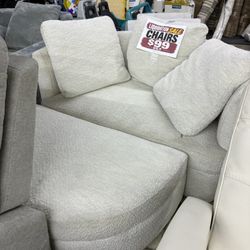 Oversized Boucle Chair and Ottoman Set
