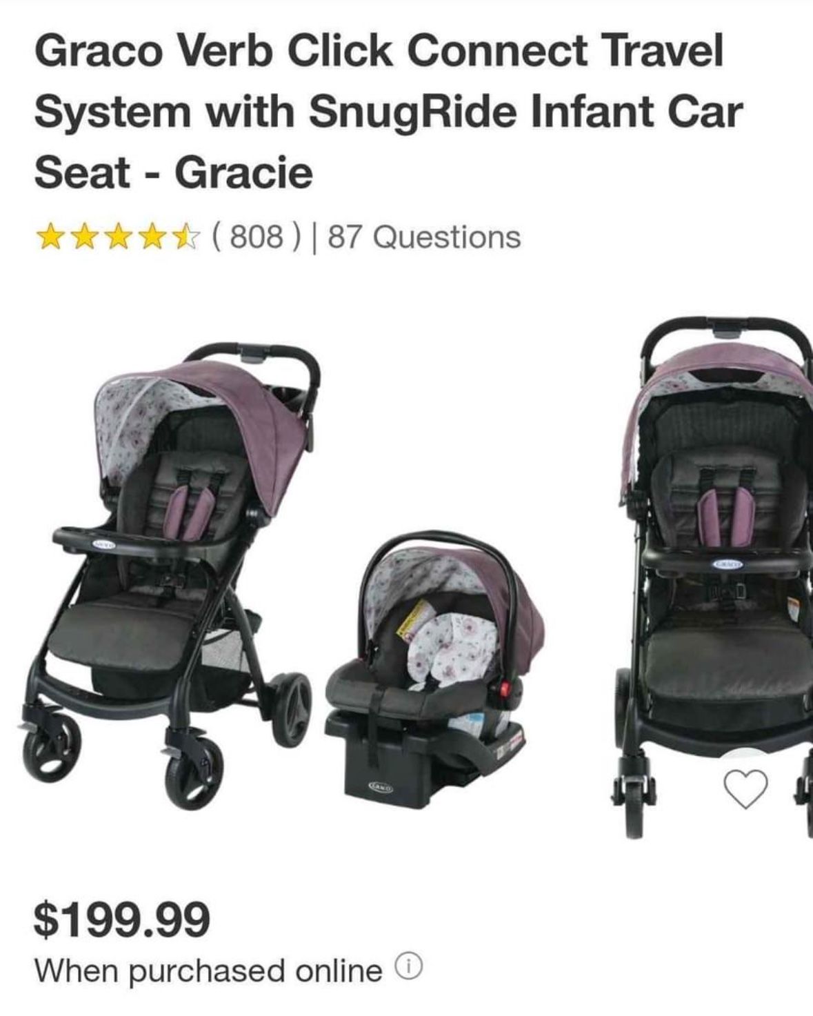 Graco Verb Click Connect Travel System with SnugRide Infant Car Seat
