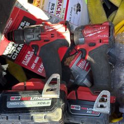 Milwaukee M18 Drill And Impact Batteries Included 