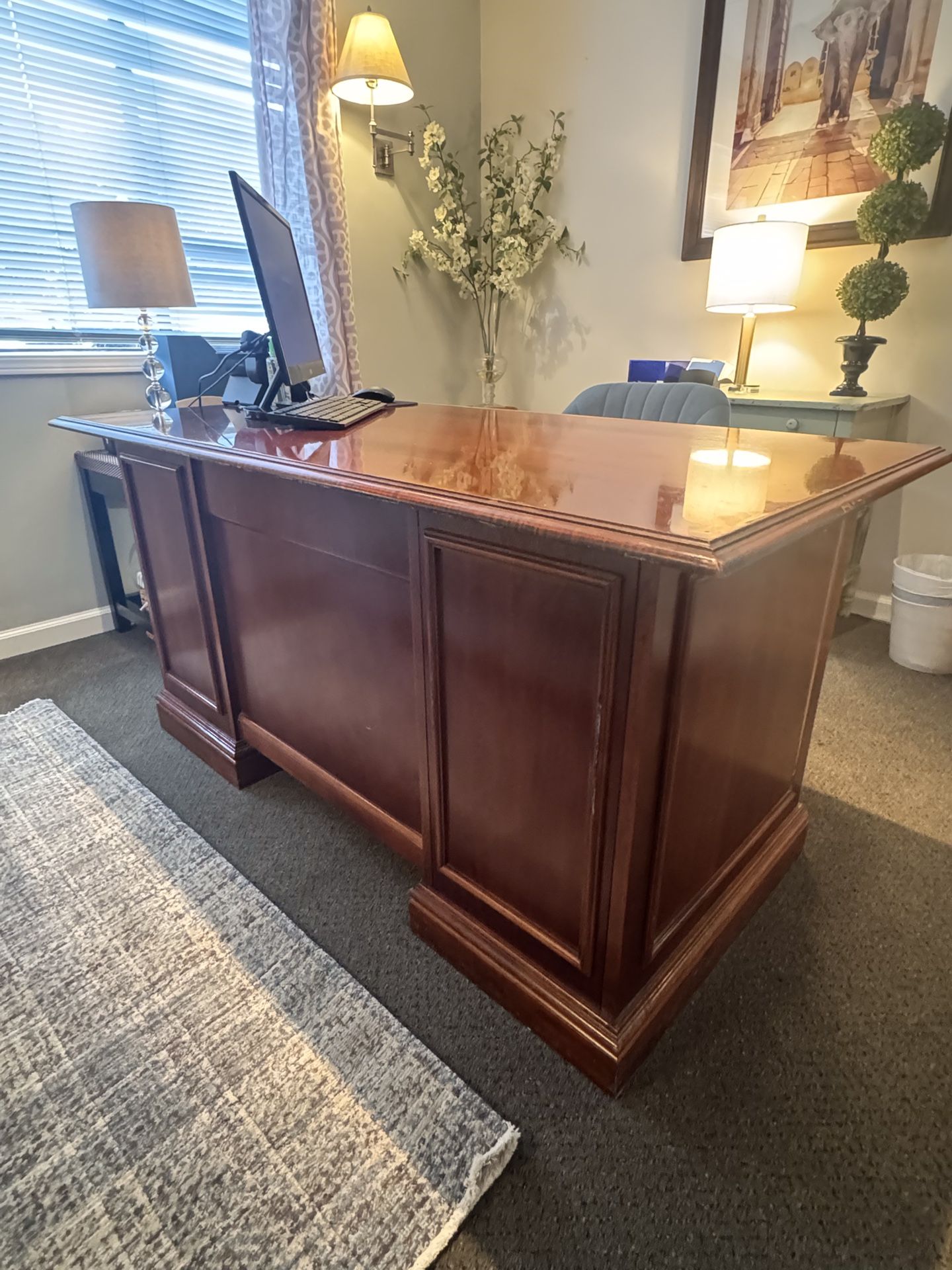 Vintage antique brown office desk