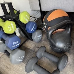 Dumbbells, Medicine Ball, Kettlebell 