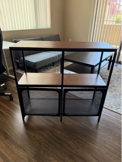 Industrial Mesh Wood & Metal Storage Cabinet / Shelf