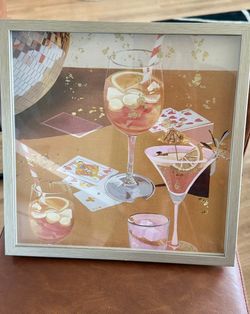Framed Cocktail and Disco Ball Art Print