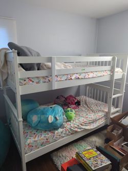 White Wood Twin Bunk Bed