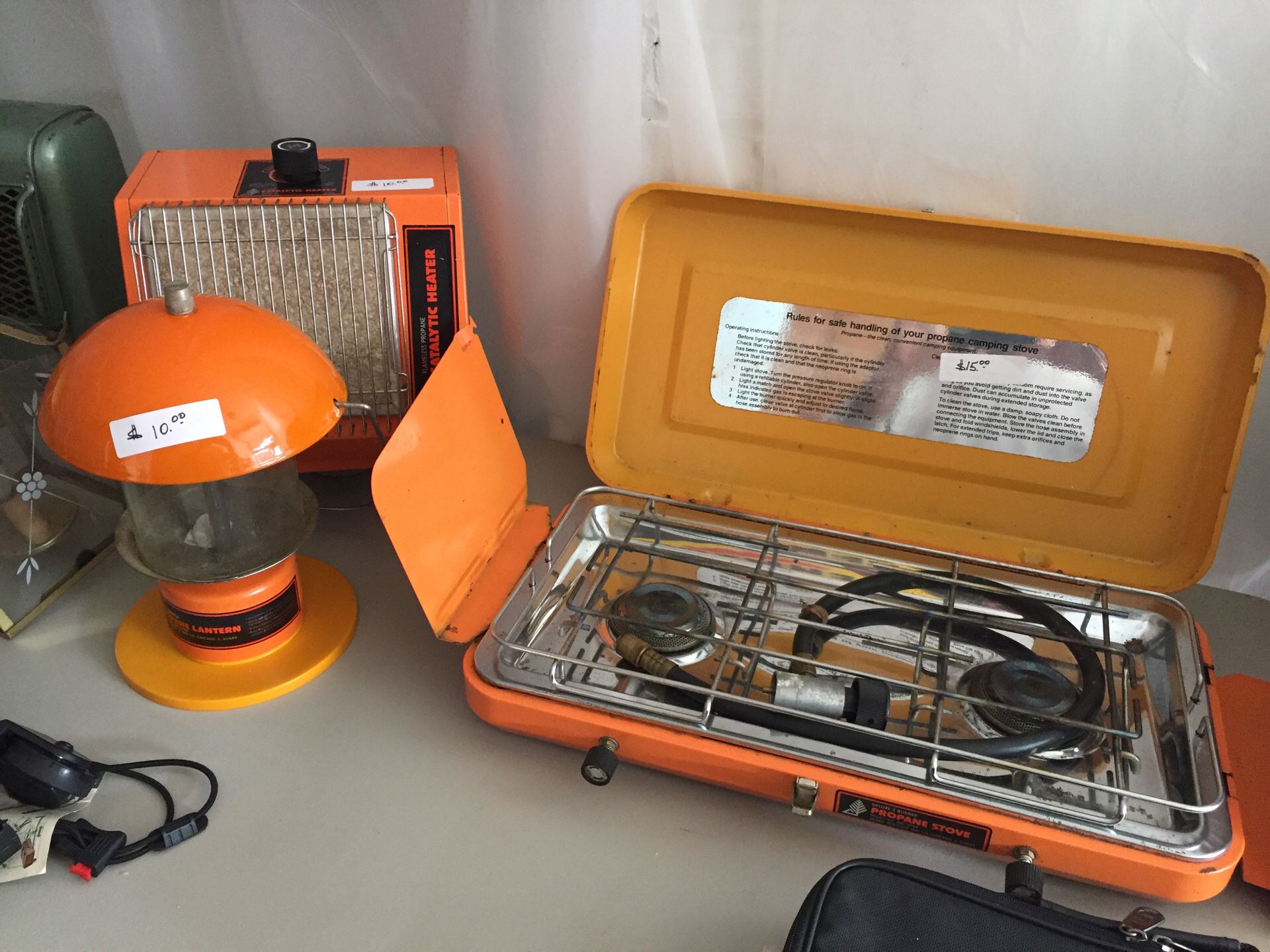 Photo Camping equipment. Propane Stove lantern heater. Hardly used.