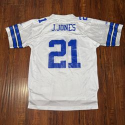 Dallas Cowboys Youth Sz Large J. Jones #21 Reebok On Field White Jersey Preowned  