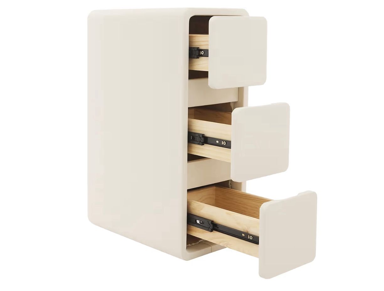 Freestanding Nightstand with Storage Drawers 3-Tier Narrow Nightstand Bedside Table with Drawers Bedside Cabinet for Bedroom, Living Room, Dormitories