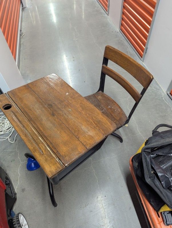 Old Wood School Desk