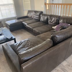 Italian Leather Sectional Couch (HUGE)