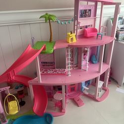 Barbie DreamHouse, Doll House Playset with 75+ Pieces Including Toy Furniture & 3-Story Pool Slide, Pet Elevator & Puppy Play Areas