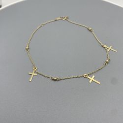 10K Gold 3 Cross Anklet