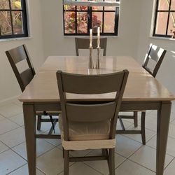 *Solid Wood Dining Table w/ Butterfly Leaf + 4 Chairs (Furniture Row)*