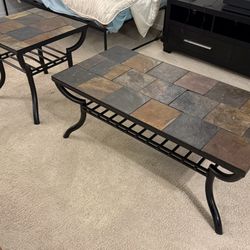 Slate Tile Coffee Table + Side Table