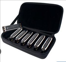 Hohner 1501/7 series blue band 7 piece Harmonica set w/case