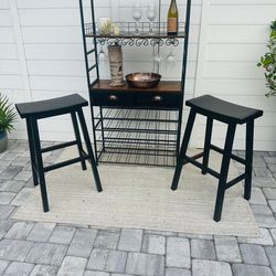 Black Wine Rack and Bar Stools