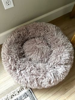 Small Beige Fluffy Plush Pet Bed