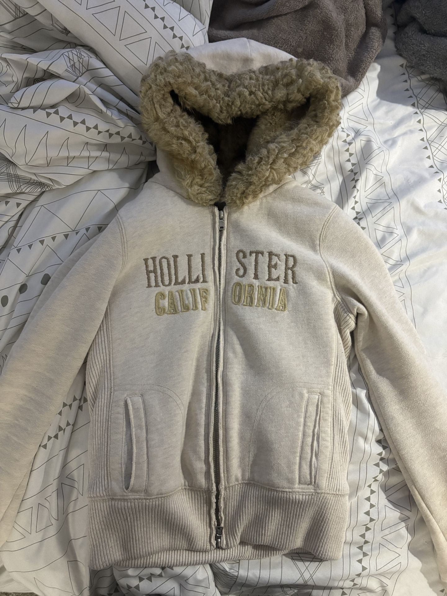 Vintage Hollister Faux Fur Zip Up