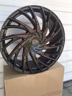 22/9💥5 lugs💥MosT CaRS⚡️2 years warranty ⚡️4 NeW wheels 💥blk red ⚡️NeW