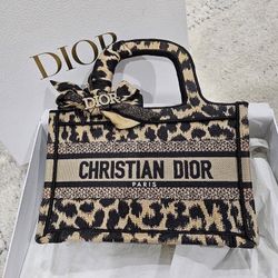  Mini Oblique Leopard Book Tote