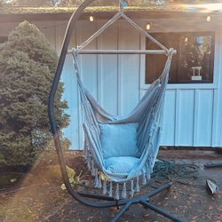 Black Arc Metal Outdoor Stand Hammock Chair Holder
