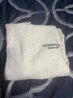 Fear of God Essentials Hoodie - Light Oatmeal / Light Heather Gray (Size Medium)