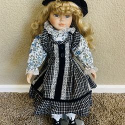 Beautiful Blonde Porcelain Girl Doll Handmade Vintage
