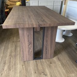 63" Large Dining Table for 4-6 People, 35.4" Widen Tabletop Farmhouse Kitchen Table Rectangle