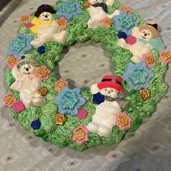 Hand Painted Snowman Wreath 