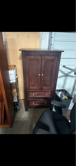 Dark Wood Storage Cabinet with 2 Drawers