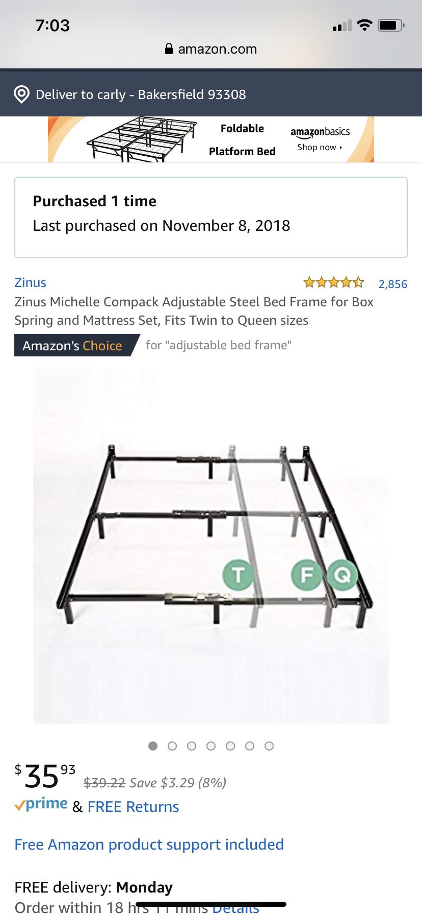 Adjustable steel bed frame