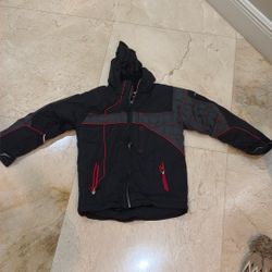 Boys Obermeyer Ski Coat Jacket Size 10, Black Red 