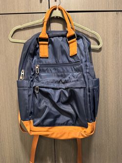 Navy Blue and Orange Nylon Backpack