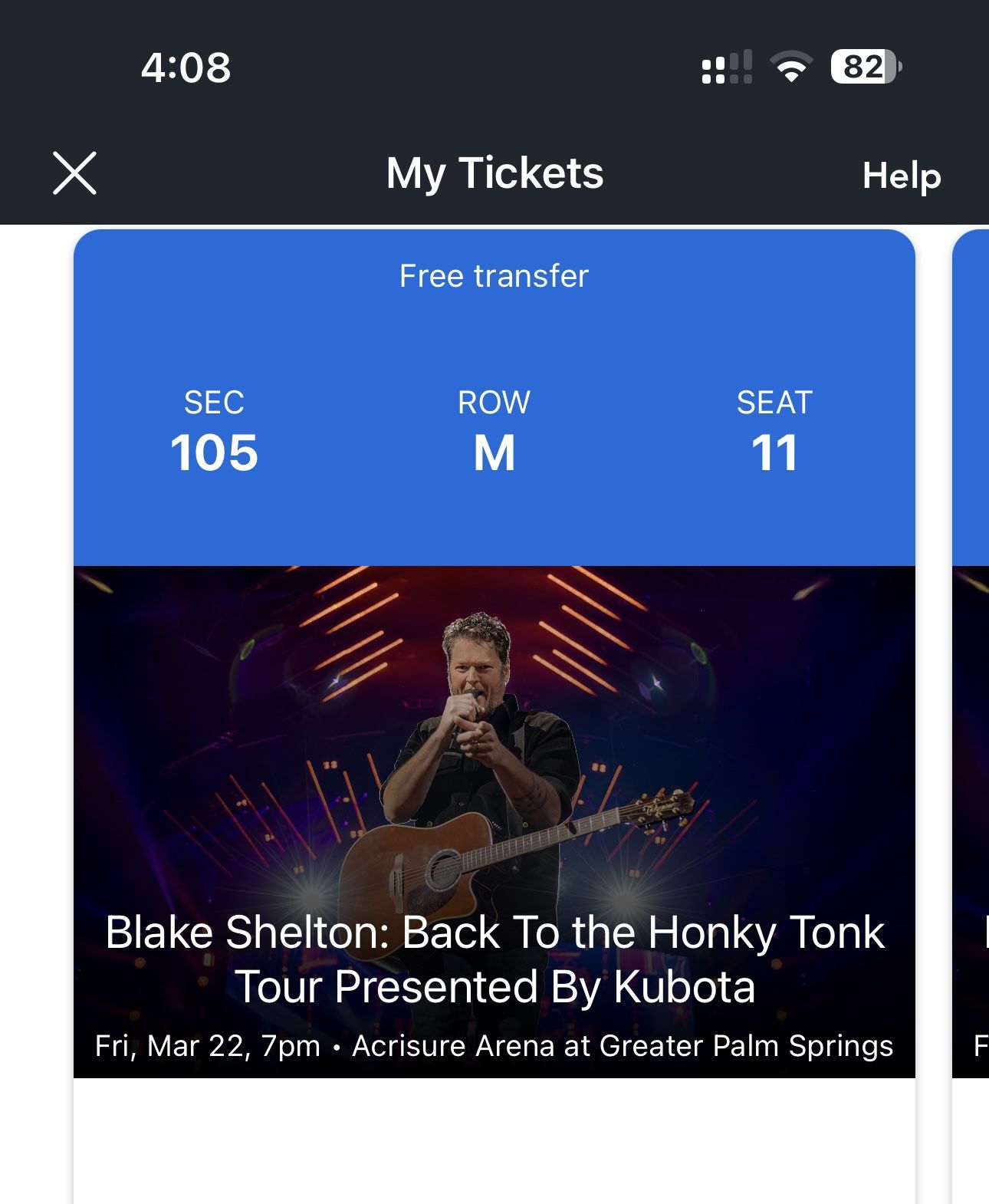 2 Tickets For Blake Shelton