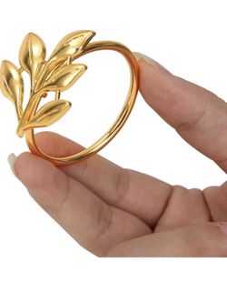 Set of 24 Gold Leaf Metal Napkin Rings – Elegant Table Decor for Weddings & Dining  Add a touch of elegance to your table setting