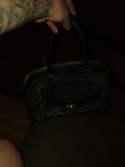 Black Pebbled Leather Mini Satchel Handbag  black rivet