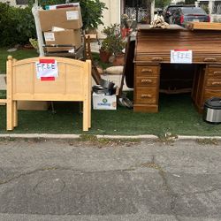 free roll top desk, teak, dining room, table, oak dining room, table, dining room, chairs, full-size bedframe, all kinds of household itemall for free