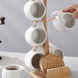Coffee Mug Set With Coasters And Stand