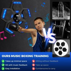 Music Boxing Machine, Wall Mounted One Punch Boxing Machine, Boxing Training Punching Equipment, Smart Boxing Pad with LED Light and Music for Kids, A