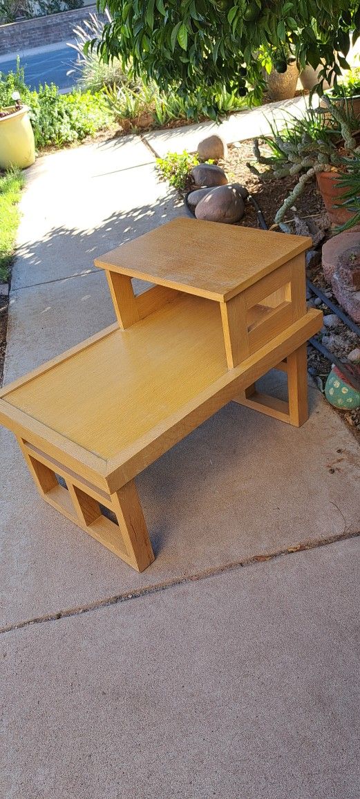 MCM End Table Blonde Wood 1960s