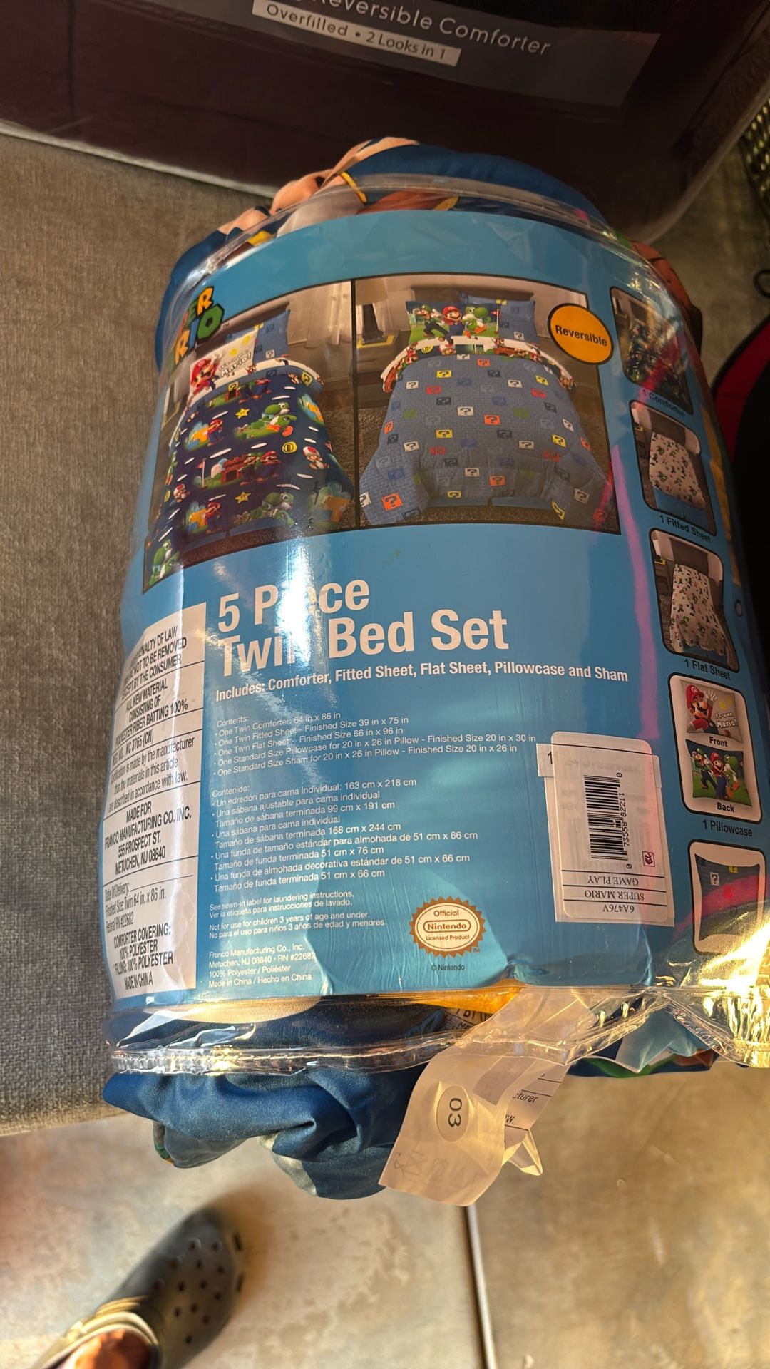 Five piece twin bedding set