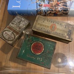 Vintage Cigarette Tins Antique Boxes - Furniture Storage - Collectible Advertising 50s 1950s 