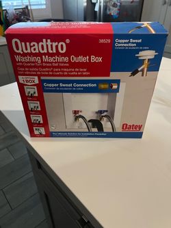 Oatey Quadtro 1/2 in. Copper Sweat × 3/4 in. MHT Washing Machine Valves w/ Outlet Box and 1/4 Turn Brass Screw-On Ball Valves (New)