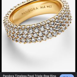 Triple Row Rosegold Finish Ring Size 7.5 From Pandora